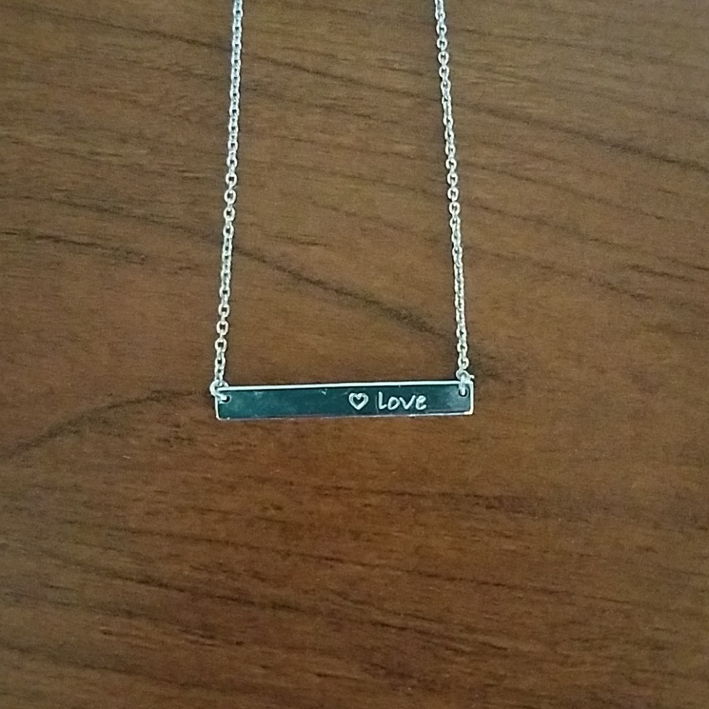 Silver plated necklace with bar pendant